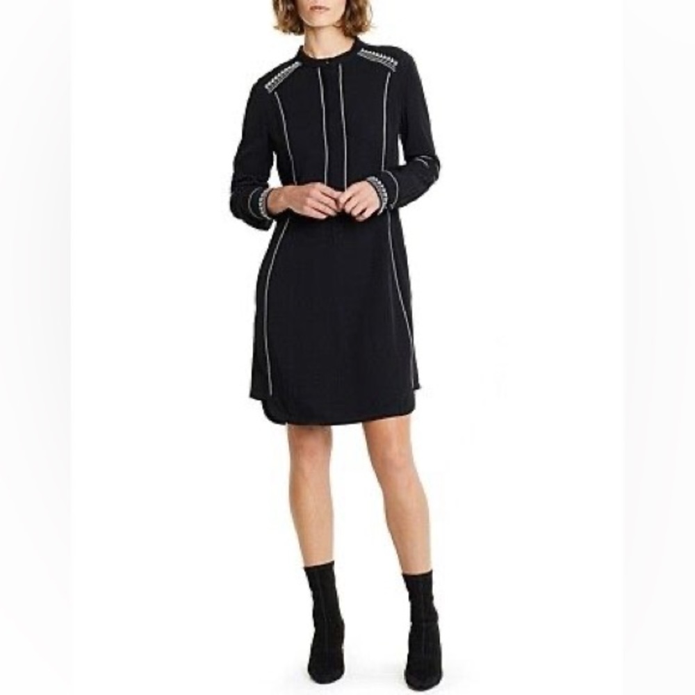 COUNTRY ROAD Embroidered Black Long Sleeve Shirt Dress - Picture 2 of 16